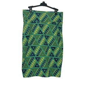 Lularoe Cassie Geometric Green, Yellow, Blue Pencil Skirt Medium